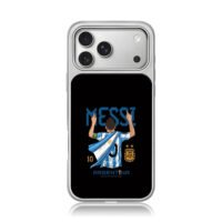 Messi Argentina 2022 World Cup art iPhone 17 Pro Max Electroplated Silver Case1