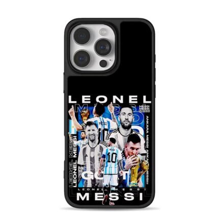 Messi Argentina World Cup trophies iPhone 16 Pro Max Black Case