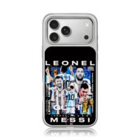 Messi Argentina World Cup trophies iPhone 17 Pro Max Electroplated Silver Case1