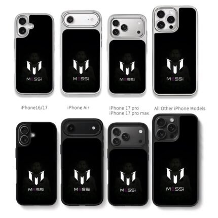 Messi logo name and faded portrait Chris Brown Phone Case Black Electroplated Silver For Iphone 11 To 17