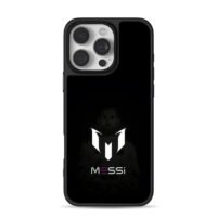 Messi logo name and faded portrait iPhone 16 Pro Max Black Case