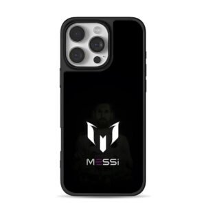 Messi logo name and faded portrait iPhone 16 Pro Max Black Case