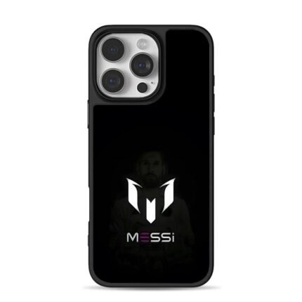 Messi logo name and faded portrait iPhone 16 Pro Max Black Case