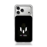 Messi logo name and faded portrait iPhone 17 Pro Max Electroplated Silver Case1