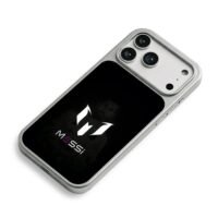 Messi logo name and faded portrait iPhone 17 Pro Max Electroplated Silver Case2