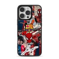 Messi Spiderman Barca collage Phone Case for iPhone 11-17 & Samsung Galaxy S24-S26