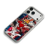 Messi Spiderman Barca collage iPhone 17 Pro Max Electroplated Silver Case2