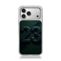 Metallic 23 on dark green camo iPhone 17 Pro Max Electroplated Silver Case1