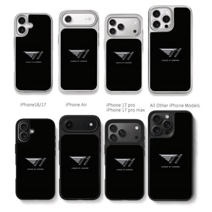 Metallic T1 League of Legends Logo Chris Brown Phone Case Black Electroplated Silver For Iphone 11 To 17