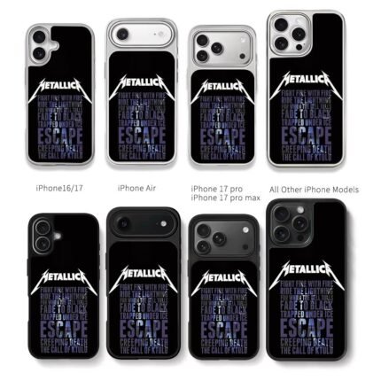 Metallica band logo song titles Chris Brown Phone Case Black Electroplated Silver For Iphone 11 To 17