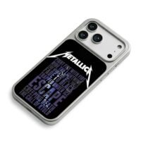 Metallica band logo song titles iPhone 17 Pro Max Electroplated Silver Case2