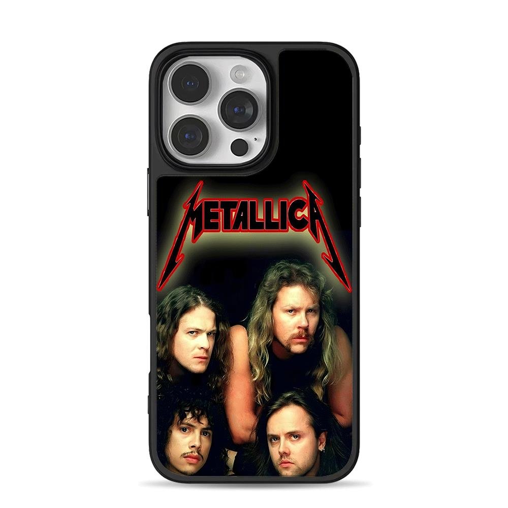 Metallica band portrait and logo iPhone 16 Pro Max Black Case Metallica band portrait and logo Phone Case for iPhone 11-17 & Samsung Galaxy S24-S26 - Image 1