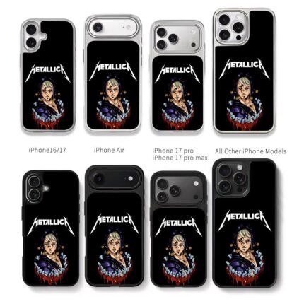 Metallica logo Jojo ghost blood art Chris Brown Phone Case Black Electroplated Silver For Iphone 11 To 17
