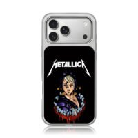 Metallica logo Jojo ghost blood art iPhone 17 Pro Max Electroplated Silver Case1