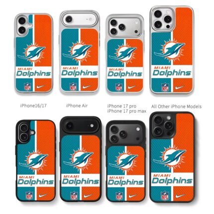 Miami Dolphins NFL Nike team logo Chris Brown Phone Case Black Electroplated Silver For Iphone 11 To 17