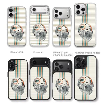 Miami Dolphins NFL striped helmet Chris Brown Phone Case Black Electroplated Silver For Iphone 11 To 17