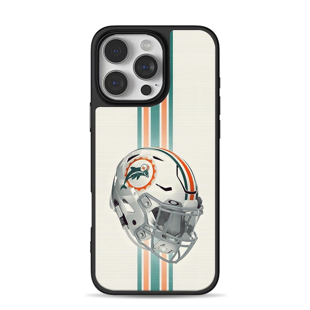 Miami Dolphins NFL striped helmet iPhone 16 Pro Max Black Case Miami Dolphins NFL striped helmet iPhone 16 Pro Max Black Case