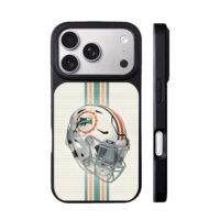 Miami Dolphins NFL striped helmet iPhone 17 Pro Max Black Case