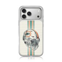 Miami Dolphins NFL striped helmet iPhone 17 Pro Max Electroplated Silver Case1