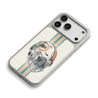 Miami Dolphins NFL striped helmet iPhone 17 Pro Max Electroplated Silver Case2