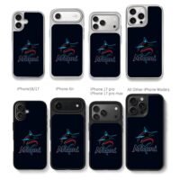 Miami Marlins baseball marlin logo Chris Brown Phone Case Black Electroplated Silver For Iphone 11 To 17