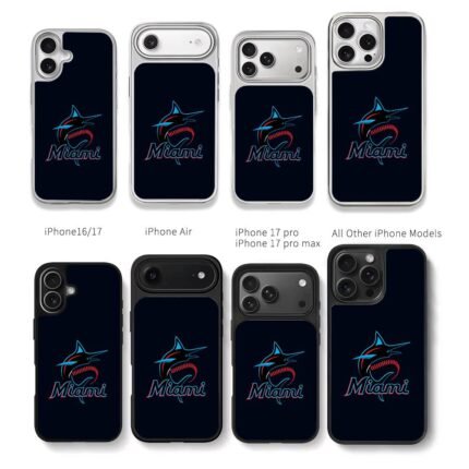 Miami Marlins baseball marlin logo Chris Brown Phone Case Black Electroplated Silver For Iphone 11 To 17