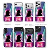 Michael J silhouette neon triangle Chris Brown Phone Case Black Electroplated Silver For Iphone 11 To 17