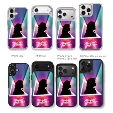 Michael J silhouette neon triangle Chris Brown Phone Case Black Electroplated Silver For Iphone 11 To 17