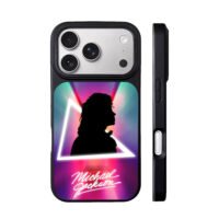 Michael J silhouette neon triangle iPhone 17 Pro Max Black Case