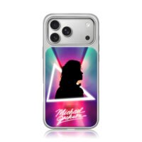 Michael J silhouette neon triangle iPhone 17 Pro Max Electroplated Silver Case1
