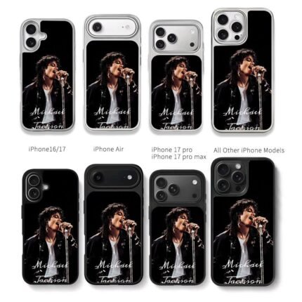 Michael Jackson singing into mic Chris Brown Phone Case Black Electroplated Silver For Iphone 11 To 17