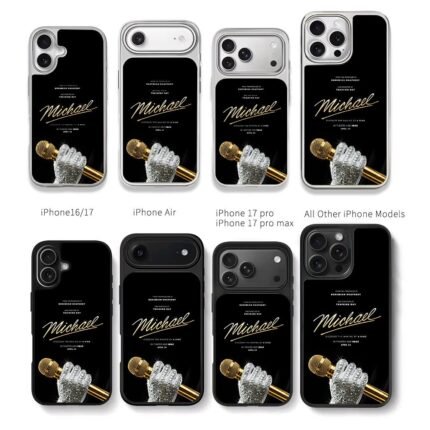 Michael poster bling glove gold mic Chris Brown Phone Case Black Electroplated Silver For Iphone 11 To 17