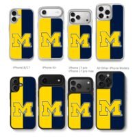 Michigan block M split yellow navy Chris Brown Phone Case Black Electroplated Silver For Iphone 11 To 17