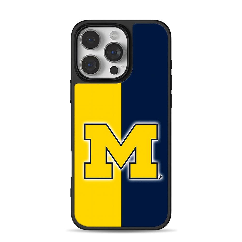 Michigan block M split yellow navy iPhone 16 Pro Max Black Case Michigan block M split yellow navy iPhone 16 Pro Max Black Case