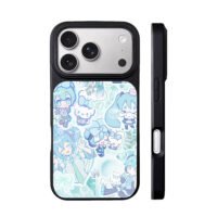 Miku Cinnamoroll mint stickers iPhone 17 Pro Max Black Case