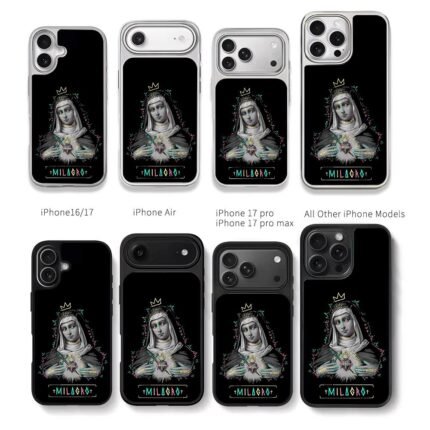 Milagro graffiti sacred heart nun Chris Brown Phone Case Black Electroplated Silver For Iphone 11 To 17