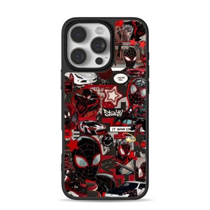 Miles Morales Spiderman Car Collage iPhone 16 Pro Max Black Case