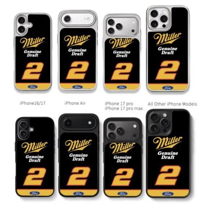 Miller Genuine Draft 2 Ford logo Chris Brown Phone Case Black Electroplated Silver For Iphone 11 To 17