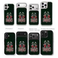 Milwaukee Bucks NBA deer head logo Chris Brown Phone Case Black Electroplated Silver For Iphone 11 To 17