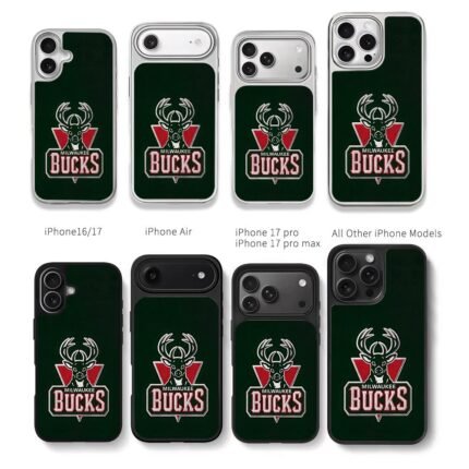Milwaukee Bucks NBA deer head logo Chris Brown Phone Case Black Electroplated Silver For Iphone 11 To 17