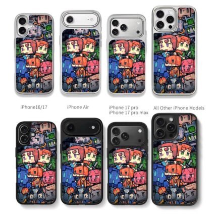 Minecraft cartoon Steve Alex mobs Chris Brown Phone Case Black Electroplated Silver For Iphone 11 To 17