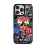 Minecraft cartoon Steve Alex mobs iPhone 16 Pro Max Black Case