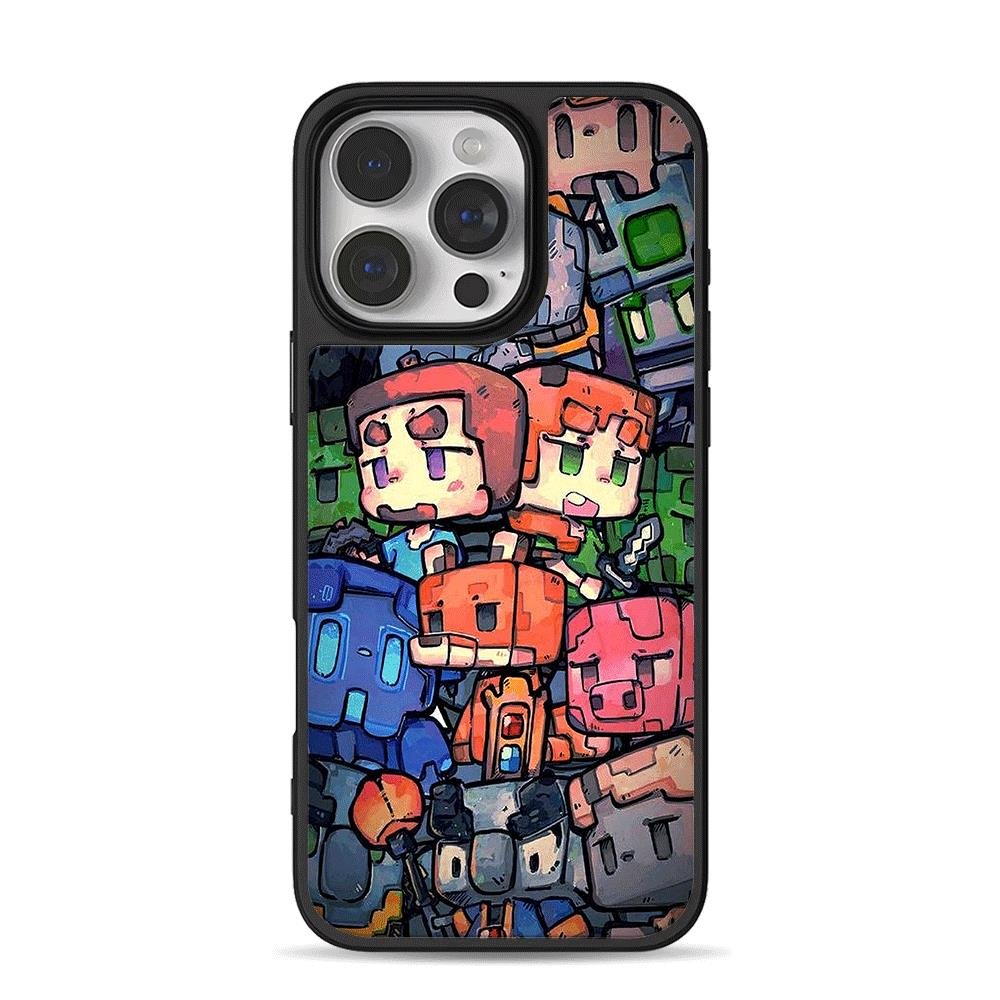 Minecraft cartoon Steve Alex mobs iPhone 16 Pro Max Black Case Minecraft cartoon Steve Alex mobs iPhone 16 Pro Max Black Case