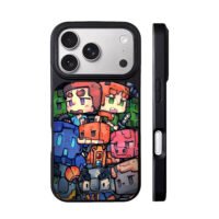 Minecraft cartoon Steve Alex mobs iPhone 17 Pro Max Black Case