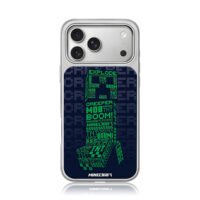 Minecraft Creeper text art TNT boom iPhone 17 Pro Max Electroplated Silver Case1