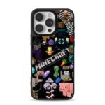 Minecraft logo pixel mobs collage iPhone 16 Pro Max Black Case