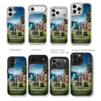 Minecraft Movie poster with mobs Chris Brown Phone Case Black Electroplated Silver For Iphone 11 To 17
