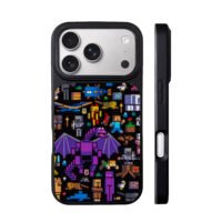 Minecraft pixel art with steve mobs iPhone 17 Pro Max Black Case