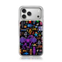 Minecraft pixel art with steve mobs iPhone 17 Pro Max Electroplated Silver Case1