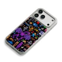 Minecraft pixel art with steve mobs iPhone 17 Pro Max Electroplated Silver Case2